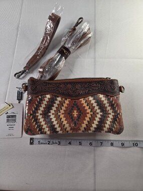 NWT Montana West Aztec Sequin Wristlet Western PU Leather **NOTE Condition**